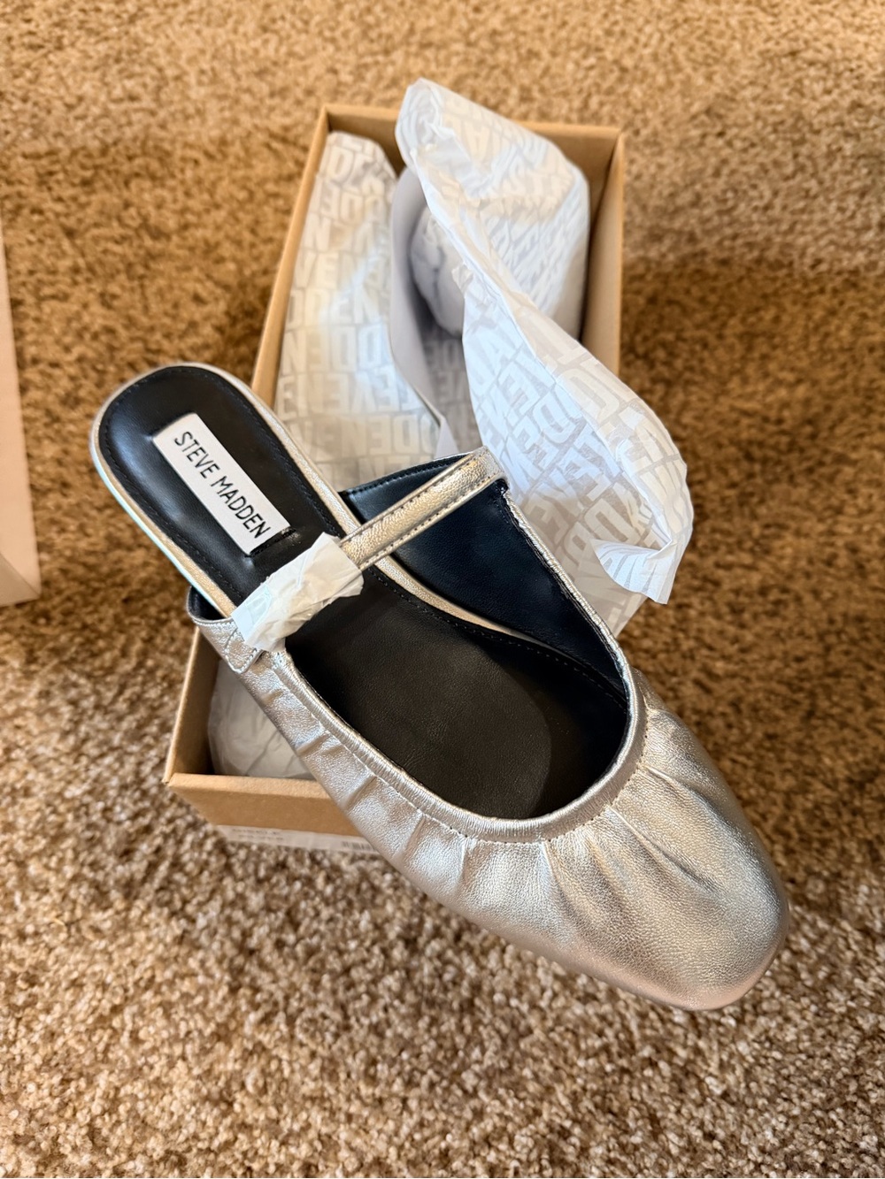 Steve Madden Silver Metallic Slingback Ballet Mule